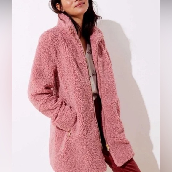 LOFT Jackets & Blazers - LOFT pink teddy coat